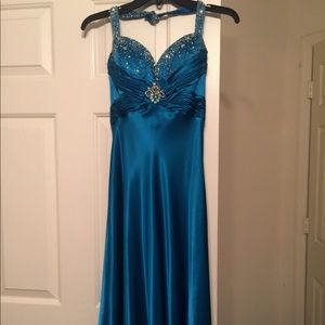 Blue prom dress with beading